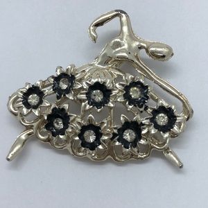 VTG Ballerina Fashion Silver tone Brooch